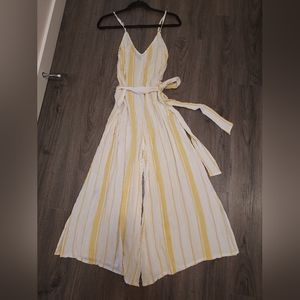 Billabong pant jumpsuit white and yellow stripes